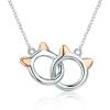 imageInfinity Love Heart Cat Necklace for Women Girls 925 Sterling Silver TwoTone Hollow out Mother and Daughter Kitten Ear Pendant Choker Necklace Double Interlocking Circles Jewelry Cute Delicate
