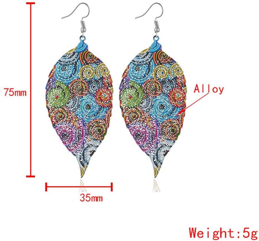 imageFiligree Long Leaf Drop Statement Earrings for Women Girls Vintage Bohemian Colorful Leaves Dangle Stud Hook Earring Fashion Dainty Boho Ethnic Jewelry Heart