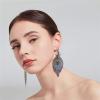 imageFiligree Long Leaf Drop Statement Earrings for Women Girls Vintage Bohemian Colorful Leaves Dangle Stud Hook Earring Fashion Dainty Boho Ethnic Jewelry Heart