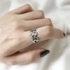 imageVintage Leaf Statement Ring for Women Girls Silver Plated Small Leaves Grass Wide Band Wrap Finger Rings Comfort Fit Fashion Jewelry Size 67