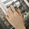 imageVintage Leaf Statement Ring for Women Girls Silver Plated Small Leaves Grass Wide Band Wrap Finger Rings Comfort Fit Fashion Jewelry Size 67