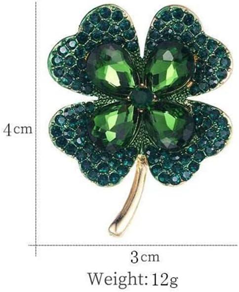 imageRhinestone Green Clover Leaf Brooch Pin for Women Girls Unisex Gold Tone Vintage Crystal Flower Brooches Lapel Pins Lucky Decor Dress Accessories St Patricks Day Holiday Christmas Jewelry Gift