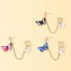 image3 Pcs Butterfly Ear Cuff Cartilage Crawler Climber Earrings Set for Women Girls Cubic Zirconia Silver Plated Enamel Tassel Chain Drop Dangle Piercing Stud Wrap Hypoallergenic Y2K Jewelry