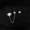 imageCZ Planet Cuff Chain Double Piercing Earrings Crawler Climber Women 925 Sterling Silver Hypoallergenic Asymmetric Opal Stud Tassel Dangle Drop Dainty Cute Jewelry Birthday Anniversary BFF Daughter
