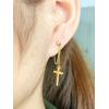 imageCross Dangle Drop Earrings 925 Sterling Silver Chain Dropping for Women Girls Punk Ball Studs Hypoallergenic JewelryGolden