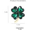 imageGreen Hearted Rhinestone Clover Leaf Brooch Pin for Women Girls Unisex Gold Plated Fashion Crystal Flower Brooches Lapel Pins Lucky Decor Dress Accessories St Patricks Day Holiday Festival Party Jewelry Gift