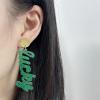 imageGreen Lucky Statement Dangle Drop Earrings for Women Long Acrylic Shiny Sequins Shamrock Celebration Charms Earrings Fashion Lightweight St Patricks Day Holiday Jewelry Souvenirs