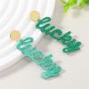 imageGreen Lucky Statement Dangle Drop Earrings for Women Long Acrylic Shiny Sequins Shamrock Celebration Charms Earrings Fashion Lightweight St Patricks Day Holiday Jewelry Souvenirs