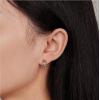 imageHuggie CZ Clover Hoop Earrings for Women 925 Sterling Silver Green Crystal Hypoallergenic Small Flower Leaf Hoops Cuff Cartilage Elegant Lucky Birthday StPatricks Day Jewelry