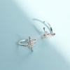 imageHuggie CZ Star Cuff Wrap Earrings for Women Girls S925 Sterling Silver Small Cute Snowflake Crystal Diamond Twinkle Galaxy Hoop Clip on Cartilage Non Piercing Jewelry Fashion Gifts Party Wedding