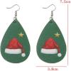 imageLeather Teardrop Christmas Tree Earrings for Women Girls Multiple Lightweight Big Statement Dangle Drop Hook Stud Nickle Free Jewelry Gifts Christmas New Year HolidayStar  Hat