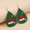 imageLeather Teardrop Christmas Tree Earrings for Women Girls Multiple Lightweight Big Statement Dangle Drop Hook Stud Nickle Free Jewelry Gifts Christmas New Year HolidayStar  Hat