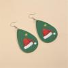 imageLeather Teardrop Christmas Tree Earrings for Women Girls Multiple Lightweight Big Statement Dangle Drop Hook Stud Nickle Free Jewelry Gifts Christmas New Year HolidayStar  Hat