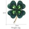 imageRhinestone Green Clover Leaf Brooch Pin for Women Girls Unisex Gold Tone Vintage Crystal Flower Brooches Lapel Pins Lucky Decor Dress Accessories St Patricks Day Holiday Christmas Jewelry Gift