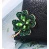 imageRhinestone Green Clover Leaf Brooch Pin for Women Girls Unisex Gold Tone Vintage Crystal Flower Brooches Lapel Pins Lucky Decor Dress Accessories St Patricks Day Holiday Christmas Jewelry Gift