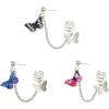 image3 Pcs Butterfly Ear Cuff Cartilage Crawler Climber Earrings Set for Women Girls Cubic Zirconia Silver Plated Enamel Tassel Chain Drop Dangle Piercing Stud Wrap Hypoallergenic Y2K Jewelry