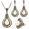 imageDtja Vintage CZ Pearl Earrings Teardrop Pendant Necklace Jewelry Set for Women Girls Faux Pearls Boho Wedding Cocktail Party Christmas Anniversary Jewelry Gifts