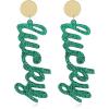 imageGreen Lucky Statement Dangle Drop Earrings for Women Long Acrylic Shiny Sequins Shamrock Celebration Charms Earrings Fashion Lightweight St Patricks Day Holiday Jewelry Souvenirs
