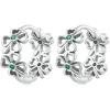 imageHuggie CZ Clover Hoop Earrings for Women 925 Sterling Silver Green Crystal Hypoallergenic Small Flower Leaf Hoops Cuff Cartilage Elegant Lucky Birthday StPatricks Day Jewelry