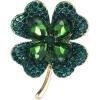 imageRhinestone Green Clover Leaf Brooch Pin for Women Girls Unisex Gold Tone Vintage Crystal Flower Brooches Lapel Pins Lucky Decor Dress Accessories St Patricks Day Holiday Christmas Jewelry Gift