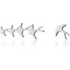 imageSwallow Bird Sterling Silver Earrings for Women Cute Hummingbird Cuff Wrap Crawler Climber Stud Earrings Asymmetrical Brushed Animal Post Pin Delicate Piercing Ear Jewelry SilverToned