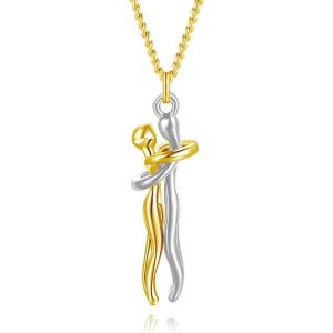 imageDtja Love Hug Pendant Necklace for Women Girls TwoToned Affectionate Couple Hug Valentines Day Necklaces Fashion Personalized Statement Jewelry Wedding Birthday Party Gifts for HerSilver Yellow