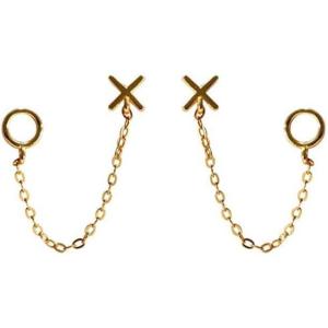 imageTassel Symbol Chain Drop Dangle Stud Earrings for Women Girls 925 Sterling Silver Double Piercing Female Gender Sign Studs Crawler Climber Letter X O Post Fashion Personalized Jewelry Unique Giftsyellow