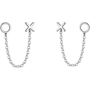 imageTassel Symbol Chain Drop Dangle Stud Earrings for Women Girls 925 Sterling Silver Double Piercing Female Gender Sign Studs Crawler Climber Letter X O Post Fashion Personalized Jewelry Unique GiftsSilvery