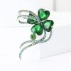 imageRhinestone Clover Flower Bow Brooch Pin for Women Silvery Fashion Green Crystal Shamrock Heart Leaf Brooches Lapel Pins Lucky Dress Accessories St Patricks Day Jewelry Gift