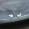 imageTiny Moon and Star Studs Earrings for Women S925 Sterling Silver Sensitive Ears Small Cute Cartilage Tragus Post Ear Huggie Hypoallergenic Asymmetric Jewelry Friend Gifts