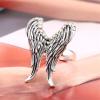 imageVintage CZ Angel Wing Statement Ring for Women Girls Oxidized Silver AB Crystal Boho Engagement Finger Rings Comfort Fit Retro Jewelry Dainty Gift Size 8