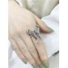 imageVintage CZ Angel Wing Statement Ring for Women Girls Oxidized Silver AB Crystal Boho Engagement Finger Rings Comfort Fit Retro Jewelry Dainty Gift Size 8