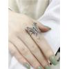 imageVintage CZ Angel Wing Statement Ring for Women Girls Oxidized Silver AB Crystal Boho Engagement Finger Rings Comfort Fit Retro Jewelry Dainty Gift Size 8