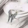 imageVintage CZ Angel Wing Statement Ring for Women Girls Oxidized Silver AB Crystal Boho Engagement Finger Rings Comfort Fit Retro Jewelry Dainty Gift Size 8