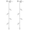 imageCZ Leaf Chandelier Dangle Studs Earrings for Women Girls S925 Sterling Silver Crystal Leaves Tassel Chain Drop Crawler Ball Bead Cuff Climber Diamond Post Charm Huggie Pierced Hypoallergenic Jewelry