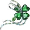 imageRhinestone Clover Flower Bow Brooch Pin for Women Silvery Fashion Green Crystal Shamrock Heart Leaf Brooches Lapel Pins Lucky Dress Accessories St Patricks Day Jewelry Gift