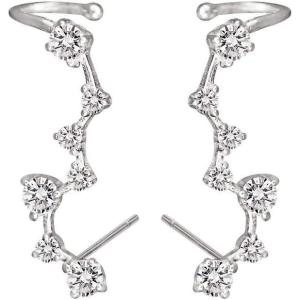 imageCZ Big Dippe Constellation Cuffs Crystal Studs Earrings for Women 925 Sterling Silver Diamond Star Astrology Spiral Hoop Climber Crawler Hypoallergenic Post Pin Charms Fashion Gifts Friend