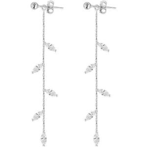 imageCZ Leaf Chandelier Dangle Studs Earrings for Women Girls S925 Sterling Silver Crystal Leaves Tassel Chain Drop Crawler Ball Bead Cuff Climber Diamond Post Charm Huggie Pierced Hypoallergenic Jewelry