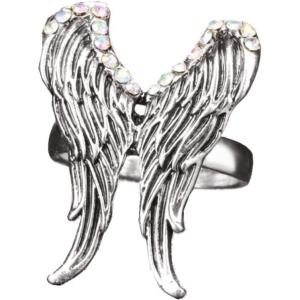 imageVintage CZ Angel Wing Statement Ring for Women Girls Oxidized Silver AB Crystal Boho Engagement Finger Rings Comfort Fit Retro Jewelry Dainty Gift Size 8