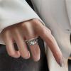 imageVintage Moon Star Finger Rings for Women Girls Silver Plated Hollow Disc Link Chain Chunky Expendable Knuckle Open Band Ring Comfort Fit Retro Summer Vacation Jewelry