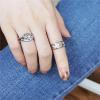 imageVintage Moon Star Finger Rings for Women Girls Silver Plated Hollow Disc Link Chain Chunky Expendable Knuckle Open Band Ring Comfort Fit Retro Summer Vacation Jewelry