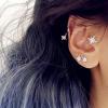 imageCZ Crescent Moon Star Dangle Hoop Earrings for Women Girls Sterling Silver with Charms Crystal Drop Cartilage Cute Jewelry Fashion Dainty Gifts for Best Friend 65mm Silver Star