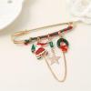 imageCute Gold Christmas Brooch Pin for Women Girls Rhinestone Enameled Green Red Santa Claus Star Flower Wreath Tassel Chain Drop Dangle Lapel Pins Sweater Shawl Dress Accessories Xmas Jewelry Gift