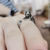 imageDtja Antique Cat Statement Open Wrap Ring for Women Girls Gothic Animal Paw Sideway Tails Finger Rings Comfort Fit Punk Vintage Jewelry Size 8