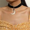 imageDtja Crescent Moon Choker Pendant Necklace for Women Boho Black Velvet Collar Necklace Adjustable Chain Vintage Jewelry