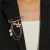 imageElegant Shell Pearl Flower Butterfly Brooch Pin for Women Girls Gold Tone Vintage Teardrop Shaped Imitation Pearls Tassel Chain Drop Dangle Lapel Pins Sweater Shawl Dress Accessories Birthday Wedding Christmas Jewelry Gift