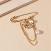 imageElegant Shell Pearl Flower Butterfly Brooch Pin for Women Girls Gold Tone Vintage Teardrop Shaped Imitation Pearls Tassel Chain Drop Dangle Lapel Pins Sweater Shawl Dress Accessories Birthday Wedding Christmas Jewelry Gift
