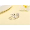 imageMoon Star Sun Statement Silver Plated Ring for Women CZ Engagement Layered Open Band Rings Adjustable Expandable Comfort Fit Wedding Promise Birthday Party Jewelry Double Lines