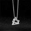 imageStainless Steel Geometric Pendant Necklace for Women Men Silver Plated Triangle Cube Dangle Adjustable Long Box Chain Charm Punk Hip Pop Hypoallergenic Jewelry