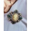 imageVintage Cameo Victorian Lady Maiden Crystal Rhinestone Flower Brooch Pin for Women Girls Oxidized Antiqued Gold Plated Lapel Banquet Wedding Birthday Jewelry Dainty Gift for Mother Sister